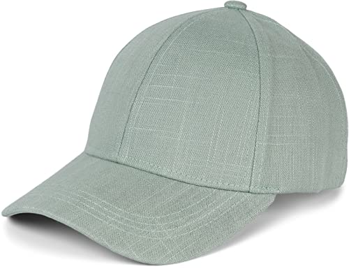 styleBREAKER Unisex Leinen Baseball Cap Einfarbig, 6-Panel Basecap, Metallschnalle verstellbar 04023089, Farbe:Lindgrün