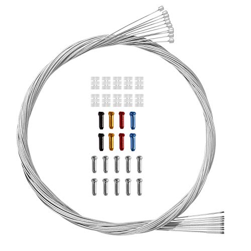 10 x Fahrrad Universal Schaltzug mit 10 x Endhülsen Endkappen aus Stahl Schaltseil Set für Fahrrad Rennrad 1.2mm 2.05m