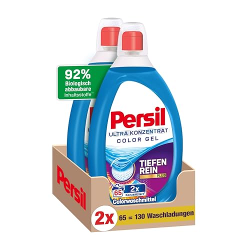 Persil Ultra Konzentrat Color Waschmittel (2 x 65 Waschladungen), hochkonzentriertes Flüssigwaschmittel mit Tiefenrein-Plus Technologie gegen hartnäckigste Flecken