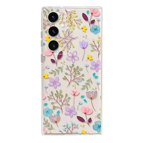 Rnrieyta Miagon Kreativ Blume Hülle für Samsung Galaxy A24 4G,Schmetterling Blätter Blumen Flower Serie Schutzhülle Transparentes Weich TPU Cover Dünne Kratzfeste Silikon Gel