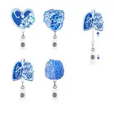 4 Stück Krankenschwester Zubehör Herz-Ausweishalter, Einziehbare Rolle Ausweisclip Anatomie, Nurse Accessories Retractable Anatomie Badge Holder Clip für Arzt Lehrer Büro KlinikDoktor (Blau Lila)