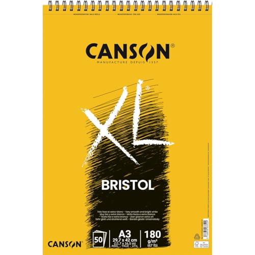 NEU Canson XL Bristol Spiralblock, DIN A3, 50 Blatt, 180 g/m²