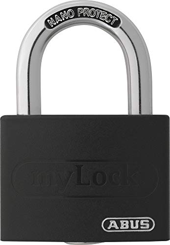 ABUS Vorhängeschloss T65AL/40 myLOCK - individuell beschreibbar - Spindschloss - massiver Aluminium-Schlosskörper - ABUS-Sicherheitslevel 5 - Schwarz