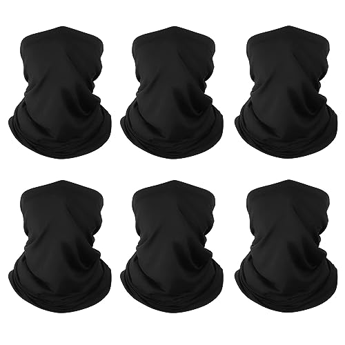 Finvizo Multifunktionstuch Schlauchschal Halstuch: 6 Stück Elastisch Loop Schal Bandana Winddicht Mundschutz Sturmhaube Gesichtsmaske für Herren Damen, Schwarz