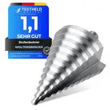 Woltersberger® HSS Stufenbohrer mit 12mm Triangular-Schaft | Kegelbohrer Ø 6-60mm | 12 Stufen Konusbohrer passt in jedes Bohrfutter | Schälbohrer ideal für Metall, Holz, Kunststoffe