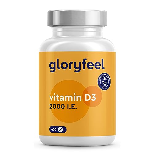 Vitamin D3 2000 I.E. - 400 Tabletten (Langzeitvorrat) hochdosiert - Das Sonnenvitamin für Immunsystem & Knochen* - 100% reines Cholecalciferol - Laborgeprüft & ohne Zusätze in Deutschland hergestellt