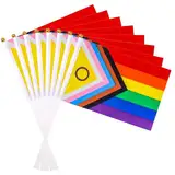 60St Progress Pride Flaggen, 13,8x20,5cm Regenbogen Flagge Klein LGBT Flagge Regenbogen Pride Flaggen für Drinnen und Draußen Gay Pride Party Dekorationen Parade Bar Terrasse Garten