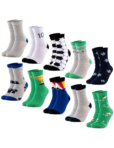 Occulto Jungen & Mädchen Motiv Socken 10er Pack (Modell: Fantasia) Fussball 35-38