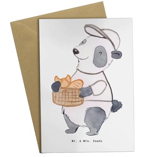 Mr. & Mrs. Panda Grußkarte Bäckereifachverkäufer Herz - Geschenk, selbstgebacken, Schenken, Einladungskarte, Brotmanufaktur, Backwarenverkäufer,