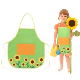 HONMOK Gärtnerschürze Kinder Sonnenblumen Schürze Gärtner Gärtnerin Kostüm Grüne Gartenschürze mit Blumen Kochschürze Grillschürze für Jungen Mädchen Karneval Küche Kochen Garten BBQ Malerei