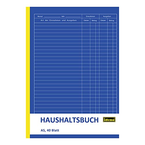 Idena 314252 - Haushaltsbuch, DIN A5, doppelseitig bedruckt, holzfreies Papier, 40 Blatt, 1 Stück