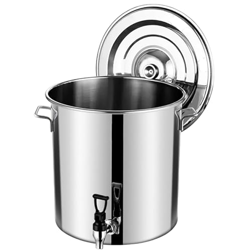 Topf mit Deckel aus Edelstahl mit Hahn, Suppentopf mit Deckel, Runder Suppentopf Mit Soft-Touch-Griffen, Verdickte Großvolumige Eimern, Halten Kann Wein, Öl, Milch, Liquid Transport(Size:10L)