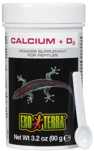 Exo Terra Puderzusatzpräparat, Calcium und Vitamin D3, Futterzusatz für Reptilien, 90g