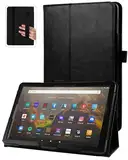 Hülle Kompatibel mit Kindle Fire HD 10 & 10 Plus Tablet (13./11. Generation, 2023/2021) 10,1", PU Leder Ständer Hülle mit Auto Schlaf/Aufwach Funktion(Schwarz)