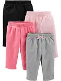 Simple Joys by Carter's Baby-Mädchen 4-Pack Fleece Pants, Rosa/Schwarz/Grau Meliert, 0-3 Monate (4er Pack)