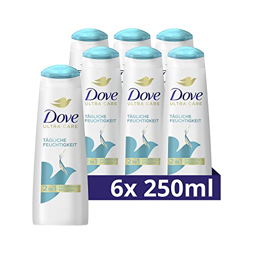 Dove 2in1 Shampoo & Spülung tägliche Feuchtigkeitspflege intensive Pflege für geschmeidiges Haar 250 ml 6 Stück