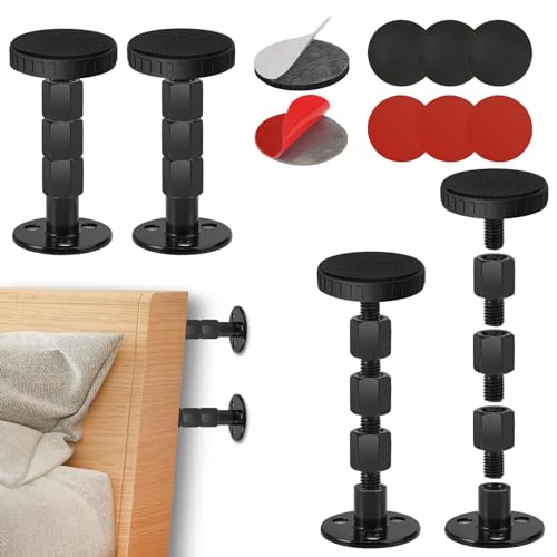 4 Stück Anti Shake Bettrahmen, Abstandshalter Wand, Verstellbarer Kopfteil Stabilisatoren 30-110mm Kopfteil Stopper, Bettrahmen Kopfteil, Anti-Shake Betten Stabilisator für Betten Schränke Sofas