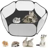 MAIKEHIGH Laufstall Kleintiere, Pop Up Gehege Kleintiere Faltbar Käfig Zelt Übungszaun für Meerschweinchen, Hamster, Guinea Pig, Kaninchen, Chinchillas, Welpe (Schwarz)