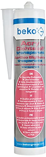 Beko Acryl Dichtstoff 310 ml transparent ,Plastoelastisch, geruchlos, anstrichverträglich, überstreichbar, hohe Haftfähigkeit