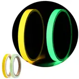 GZDAOXIA 2 Rollen 1cmx5m Leuchtband,Fluoreszierendes Klebeband,Reflektorband Selbstklebend,Markierungsband,Wasserfest Nachtleuchtendes Klebeband,Warnband,für Treppen,Wände,Bühnenbedarf(Grün+Gelb)