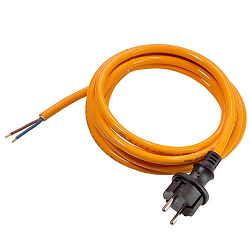 as - Schwabe PUR Baustellen-Anschlussleitung 5 m – Robuste Leitung 230 V, 16 A mit Polyurethan-Außenmantel H05BQ-F 2x1,0 - Konturenstecker, Ende 30 mm abgemantelt, Orange – IP44 - 70913