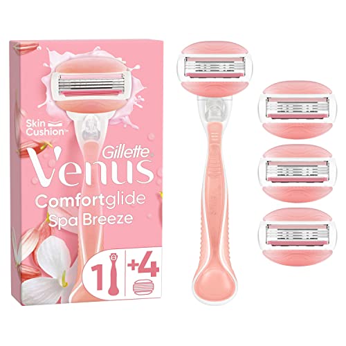 Gillette Venus Comfortglide Spa Breeze Rasierklingen Damen, 4 Ersatzklingen für Damenrasierer + Handstück