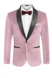 COOFANDY Herren-Samt-Blazer, Ein-Knopf-Jacke, Abendessen, Abschlussball, Hochzeit, Smoking, Pink, M