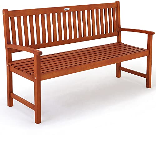 Casaria® Gartenbank 3-Sitzer Wetterfest Eukalyptus Holz 480kg Belastbarkeit Armlehne Rückenlehne 152x55cm FSC®-Zertifiziert Garten Balkon Bank 3 Personen Sitzbank