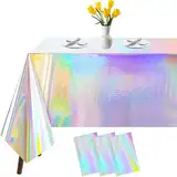 3 Stück Bunt Plastik Tischdecke Tischtuch Rechteck Laserholografische 137*274 Party Tischdecke Wasserabweisend Holografische Folie Tischdecke für Party Dekoration Geburtstag Grillparty Familientreffen