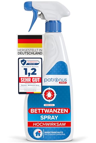 Patronus Bettwanzen-Spray zur effektiven Bettwanzen-Abwehr 500 ml - Sofortschutz-Mittel gegen Bettwanzen - mit dezentem Eukalyptus/-Zitrusduft - hochwirksam & laborgeprüft