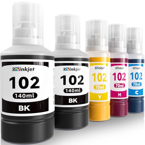 Tinte 102 Multipack Kompatibel mit Epson 102 Multipack, Druckerpatronen 102 Set für Ecotank ET-4850 ET-4750 ET-2850 ET-2750 ET-15000 ET-2700 ET-3700,Tintenflaschen 102 Eco tank(2Schwarz, C, M, Gelb)