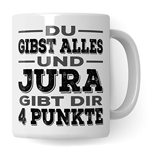Jura Studenten Tasse, 4 Punkte Geschenk für Jurastudenten Jurastudentin Kaffeebecher, Rechtswissenschaften Student Studentin Studium Geschenkidee Anwalt Anwältin Kaffeetasse
