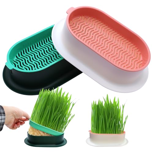 Piuluvor® 2 Stück Keimschale Katzengras Samen Pflanzschalen Kunststoff Keimschalen Hydroponik Seed Sprouter für Garten Home Office