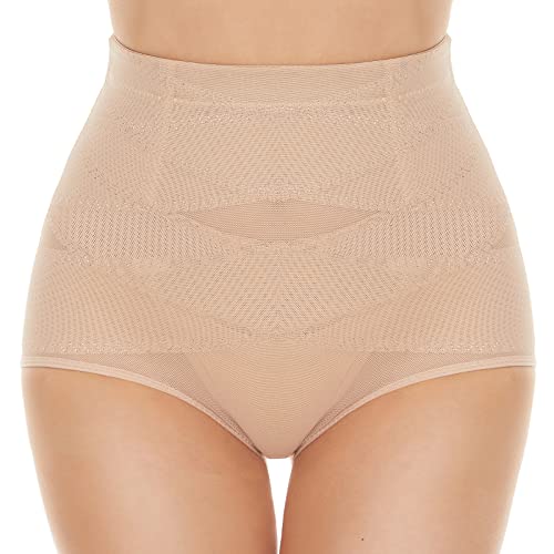 SIMIYA Damen Shapewear Unterhose Bauchweg Miederhose hoher Taille Unterwäsche Bauchkontrolle Miederpant weicher und bequemer Body Shaper für Frauen (Beige, M)