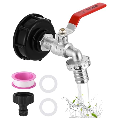 IBC Auslaufhahn, 3/4 Zoll Wasserhahn Garten, 1000 Liter Tankhahn, ibc Container Auslaufhahn, aus Alu-Kugelhahn mit 3/4 Zoll Anschluss IBC Adapter für Tankhahn, Regenwassertank IBC Tankarmatur