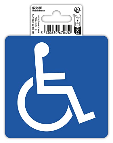 Exacompta 67045E Barrierefreier Zugang Klebeschild 10x10cm Blau aus UV-beständigem PVC Hinweisschild Schilder Warnhinweis Sticker Aufkleber Türschild