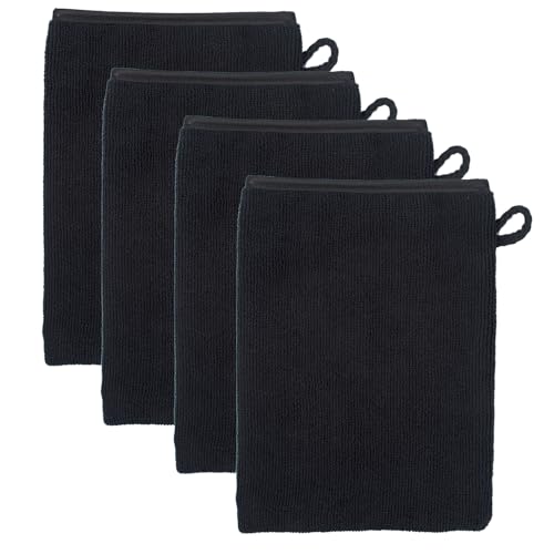 XIASHENG 4 Stück Waschlappen,Waschhandschuhe,Baumwolle,Seiftücher mit Aufhängeschlaufen,Saugfähige Waschlappen zum Abwischen und Reinigen,Waschhandschuh aus 100% Baumwolle-13 x 20 cm