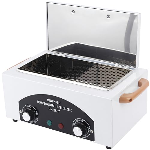 Retoo Heißluftsterilisator Desinfektion 300W 220°C mit Timer, Trockene Hitze, Hochtemperatur Sterilisator, Sterilisationsgerät für Kosmetik, Fusspflegestudios, Friseursalon, Nagel Werkzeug, Weiß