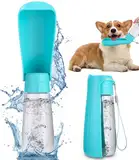 550ml Tragbare Haustier Trinkflasche, 150°klappbare Ausführung,Hundetrinkflasche für Unterwegs,Drehbare Wassersperrfunktion,Hund Wasserflasche,Hundetrinkflasche für Wanderungen,Reisen,Camping(Seeblau)