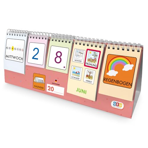 Kinder Kalender für Lernen und Spaß - Zeitlos gestaltet mit Piktogrammen. Mein Erster Kalender Kinder Montessori. Wochentage - Monate. Jahre und Jahreszeiten