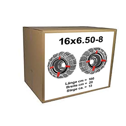 16x6.50-8 Schneeketten + Spanner für Rasentraktor Aufsitzmäher 16 x 6.50-8 und 165/60-8 170/60-8