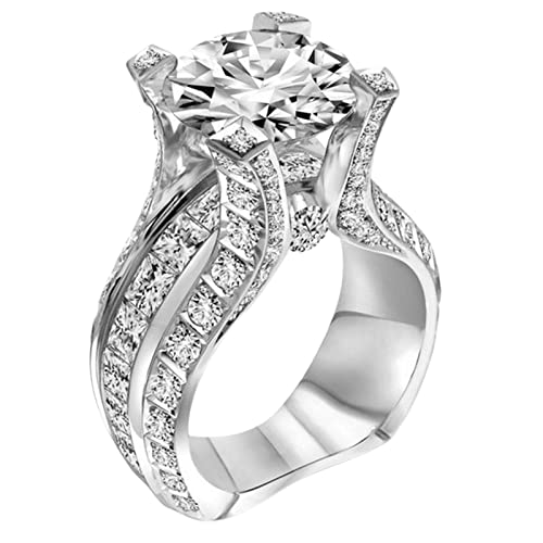 Yowablo Geometrief鰎miger gro遝r Strassring Diamantradring Elegante Geometrie Strassring voller Diamantringe Frauen Gr鲞e 6 10 Ringe Basteln Metall Klein