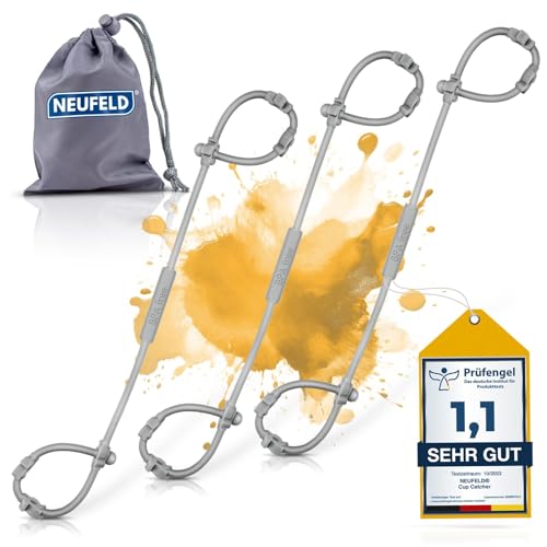 NEUFELD® 3x Schnullerkette (inkl. GRATIS Tasche & E-Book) - Cup Catcher Baby - Buggy Spielzeug zum Befestigen - Sicherheitsgurte für Spielzeug