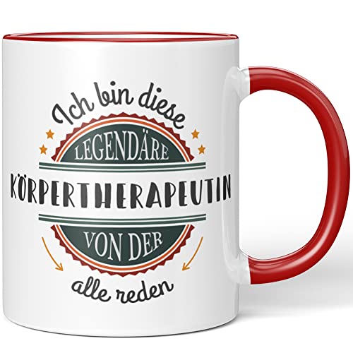 JUNIWORDS Tasse, Ich Bin Diese legendäre Körpertherapeutin, von der alle reden, Rot (5055994)