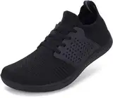 WHITIN Barfußschuhe Herren Damen Barfuß Barfuss Schuhe Breite Weit Barfussschuhe Knit Barefoot Shoes Men Sneaker Traillaufschuhe Fitnessschuhe Gym Schwarz 43 EU