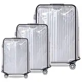 3 Stück Kofferschutzhülle Transparent 20+24+28 Zoll PVC Gepäckabdeckung Koffer Schutzhülle Wasserdicht Kofferhülle Kofferüberzug Reisekoffer-Schutzhülle Durchsichtig Überzug Abdeckung