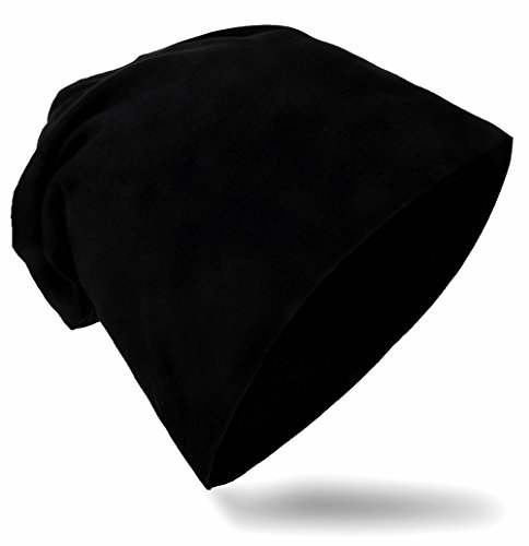 Miobo Kinder Slouch Beanie Mütze,Baumwolle,Unifarbe Schwarz-L