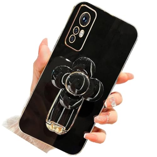 Nadoli für Xiaomi Redmi Note 12S Stressabbau Rotierende Windmühlen Ständer Hülle,Dünn Überzug Galvanisierte Blume Pinwheel Ständer Weiche Silikon Kratzfest Handyhülle Schutzhülle