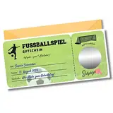 Gutschein Fussball | Gutscheinkarte, Fussballspiel, Fussball ticket | Rubbelaufkleber zum selbstbeschriften | Fussball Geschenke, Sportliche Geschenkidee | Personalisierte Überraschungskarte