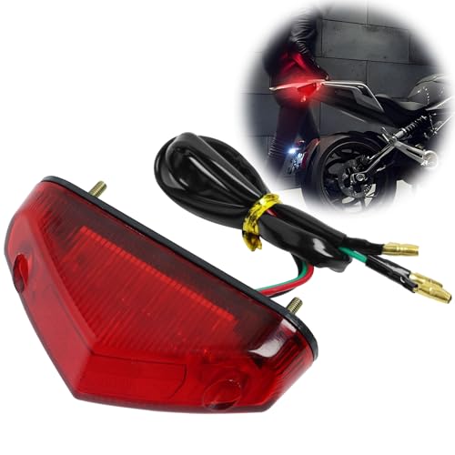 EuAcesry Rücklicht für Motorrad, Bremslichter für Nummernschilder, Motorrad, Bremsleuchte hinten, ATV Dirt Bike Scooter, Zubehör für die Modifikation - Rotes Gehäuse
